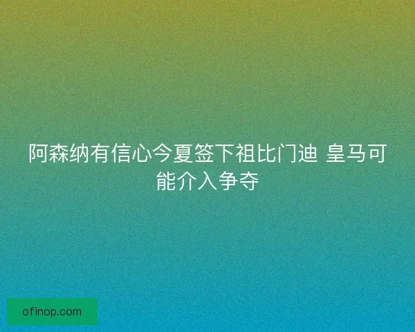 阿森纳有信心今夏签下祖比门迪 皇马可能介入争夺