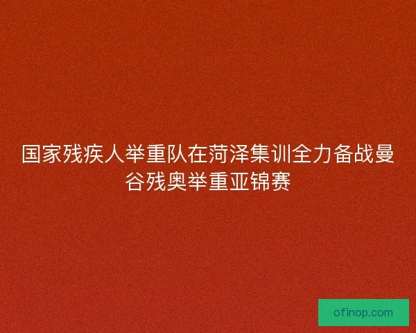 国家残疾人举重队在菏泽集训全力备战曼谷残奥举重亚锦赛