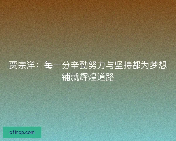 贾宗洋：每一分辛勤努力与坚持都为梦想铺就辉煌道路